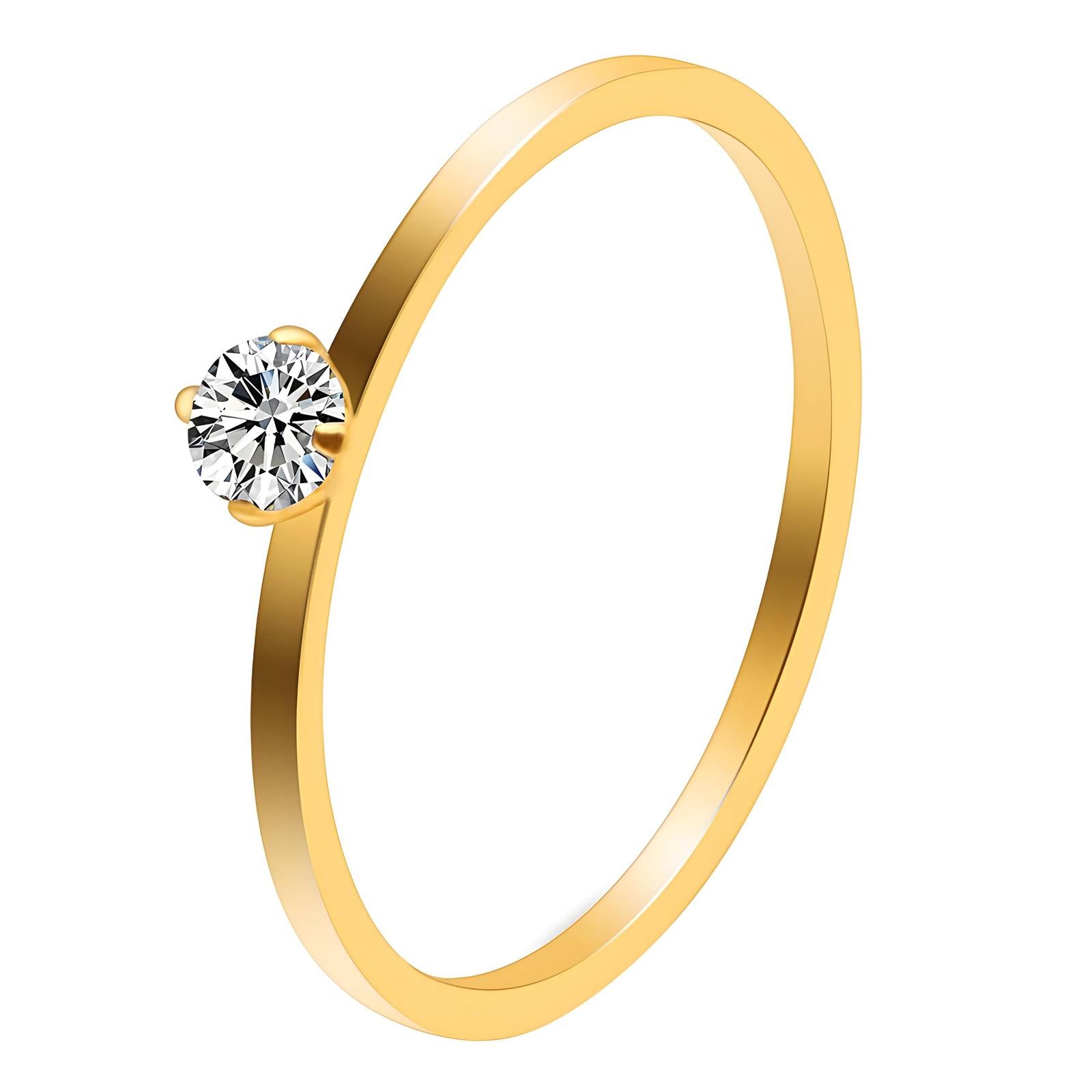 Gold ring with a Cubic zirconia stone on a white background