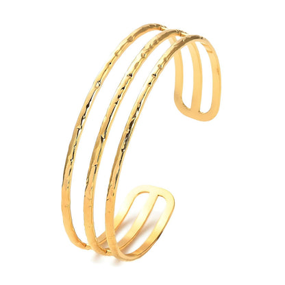 Aurora 3 layer gold bangle