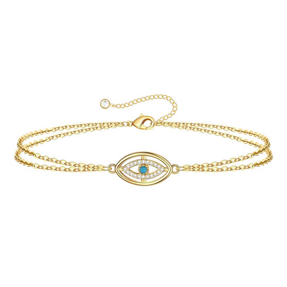 Gold Evil eye bracelet on a white background