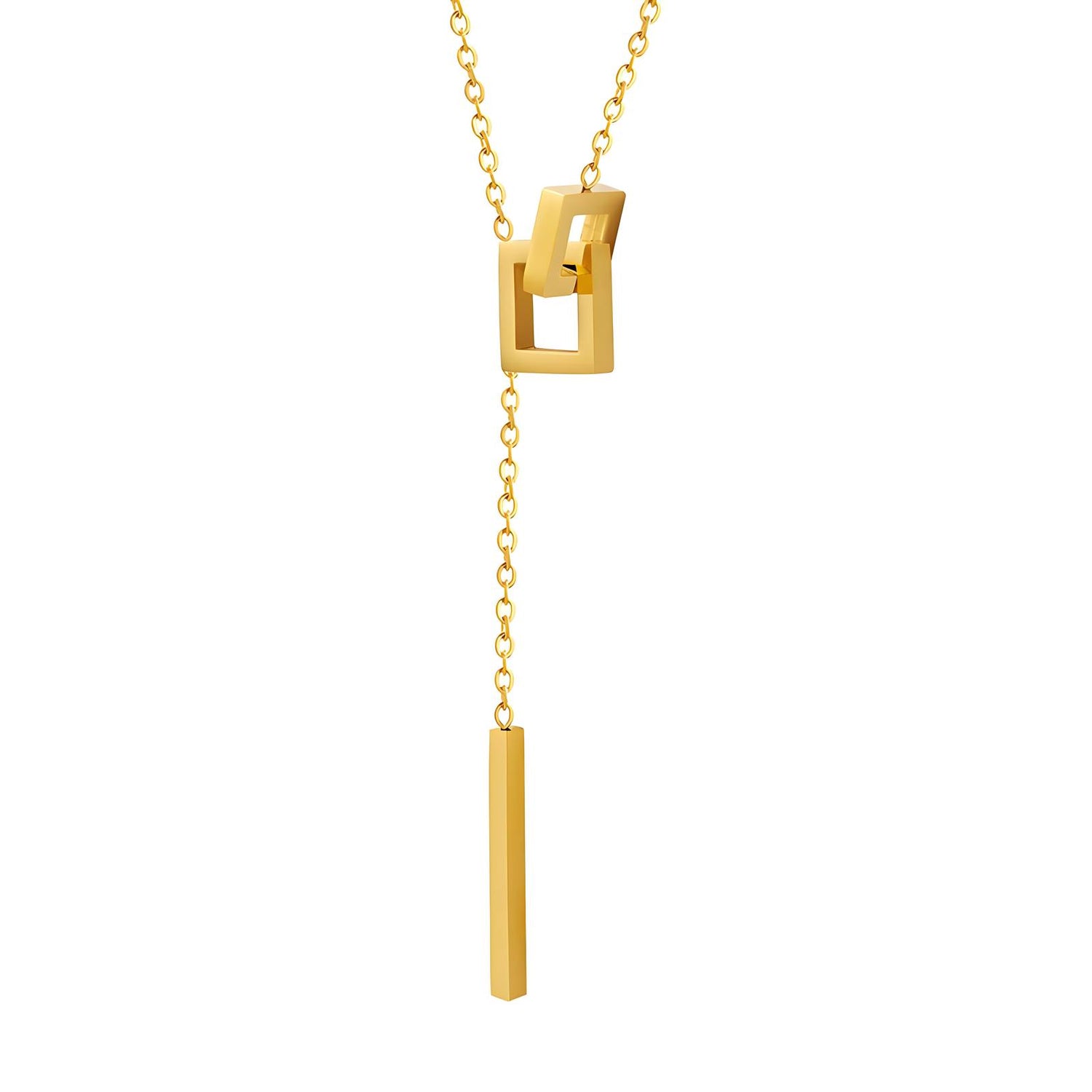 Gold plated chain necklace with an elegant square knot
